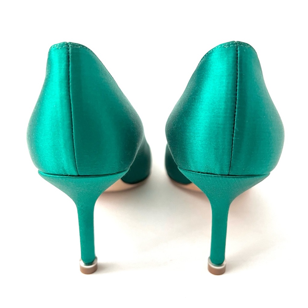 MANOLO BLAHNIK | Emerald Green Satin Jewel Buckle Crystal Pumps Heels US 6 EU 36 - Picture 10 of 15
